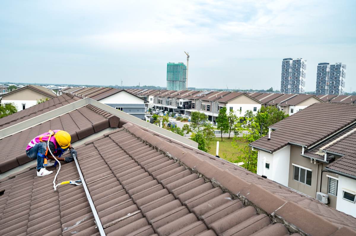 Completed rooftop array on a Malaysian home, seen from above